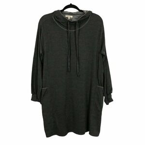 Max Studio Womens Gray Long Sleeve Hooded Pullover Sweater Shift Dress Small